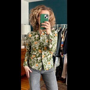 Reformation Semi-Sheer Botanical Button Up Blouse Size XS